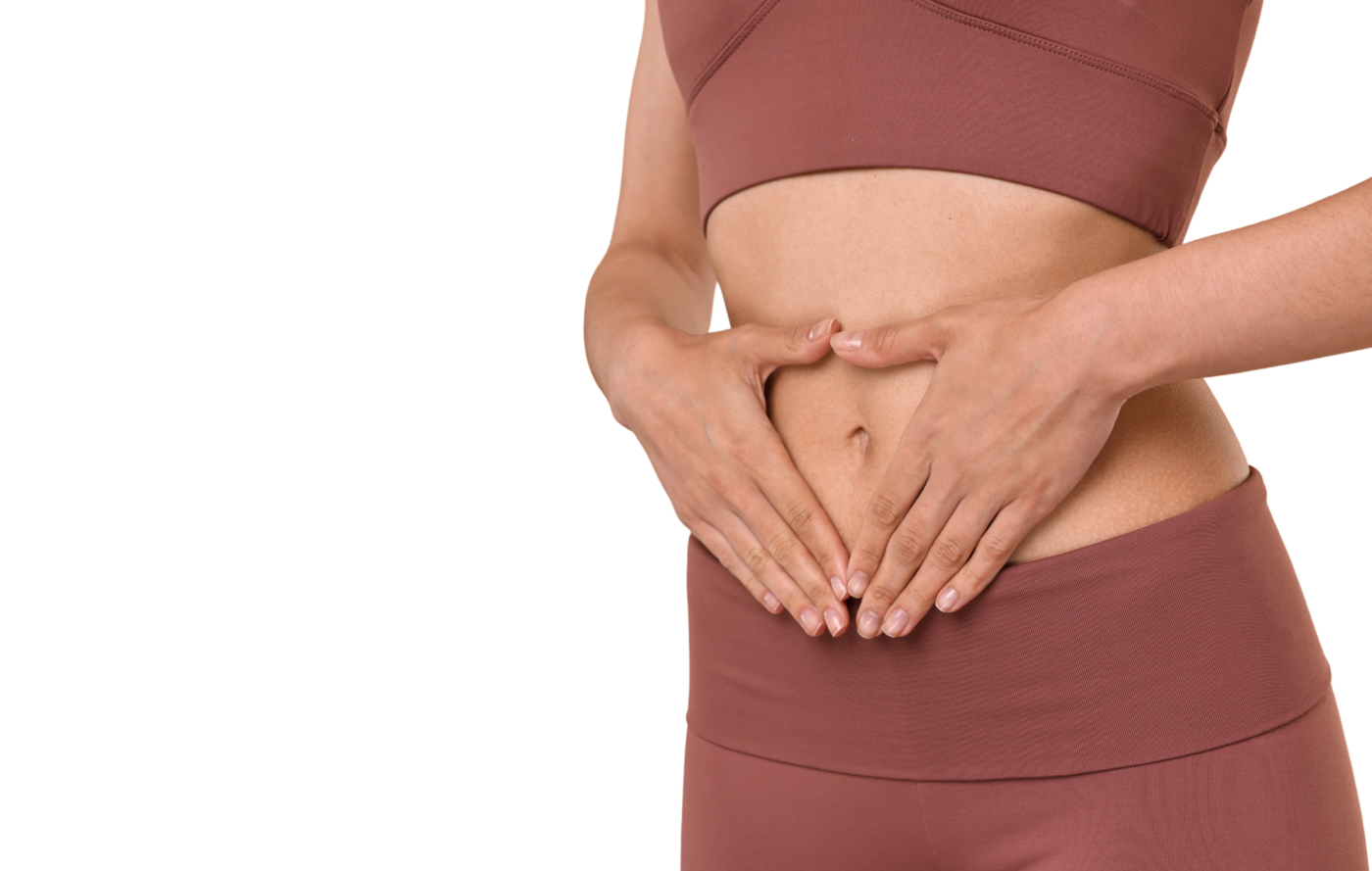 Persona con las manos sobre el abdomen